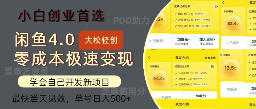 闲鱼0成本极速变现项目，多种变现方式，单号日入500+最新玩法-繁星副业