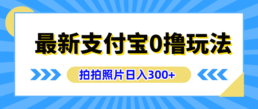 最新支付宝0撸玩法，拍照轻松赚收益，日入300+有手机就能做-繁星副业