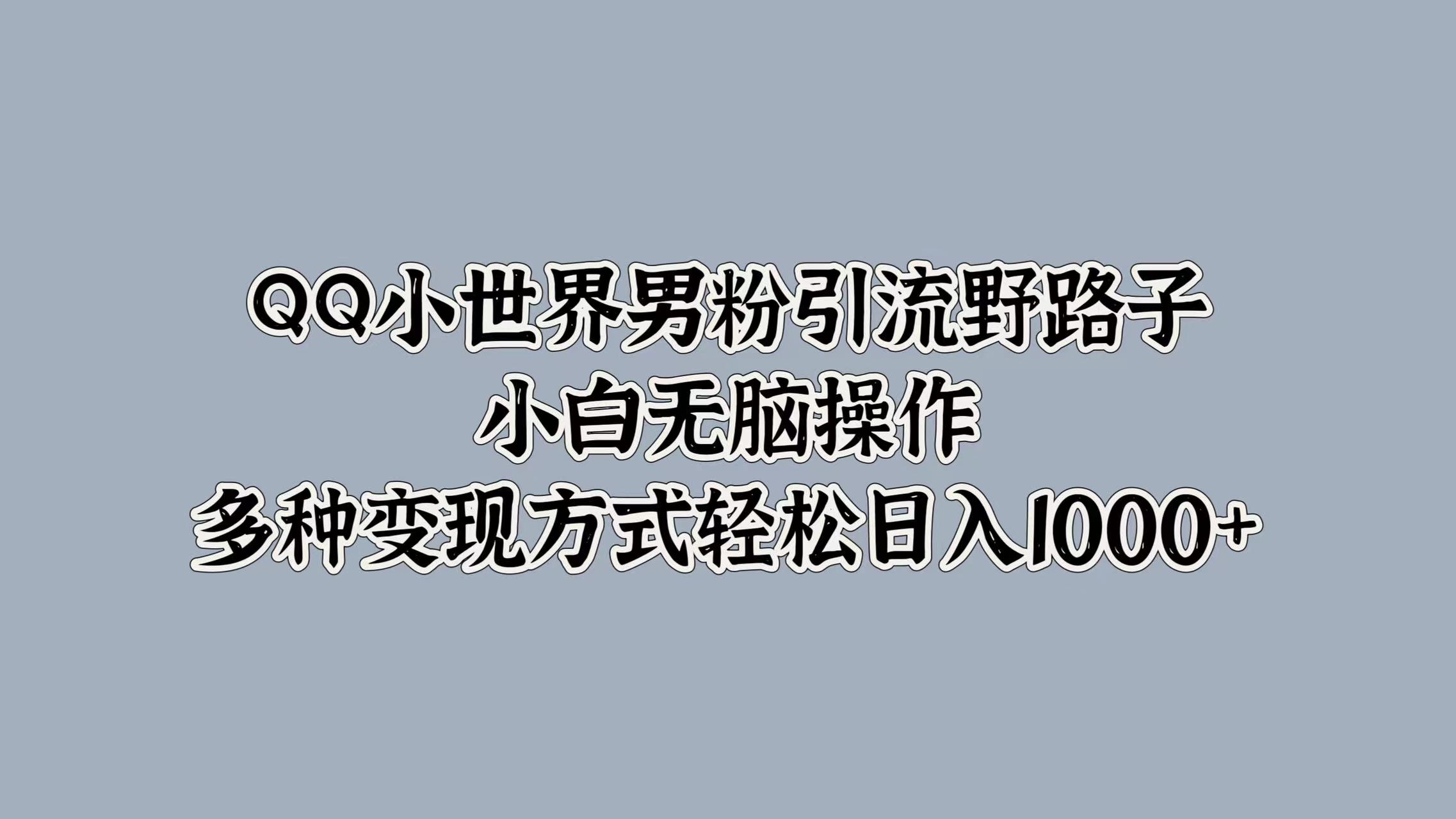 QQ小世界男粉引流野路子，小白无脑操作，多种变现方式轻松日入1000+-繁星副业