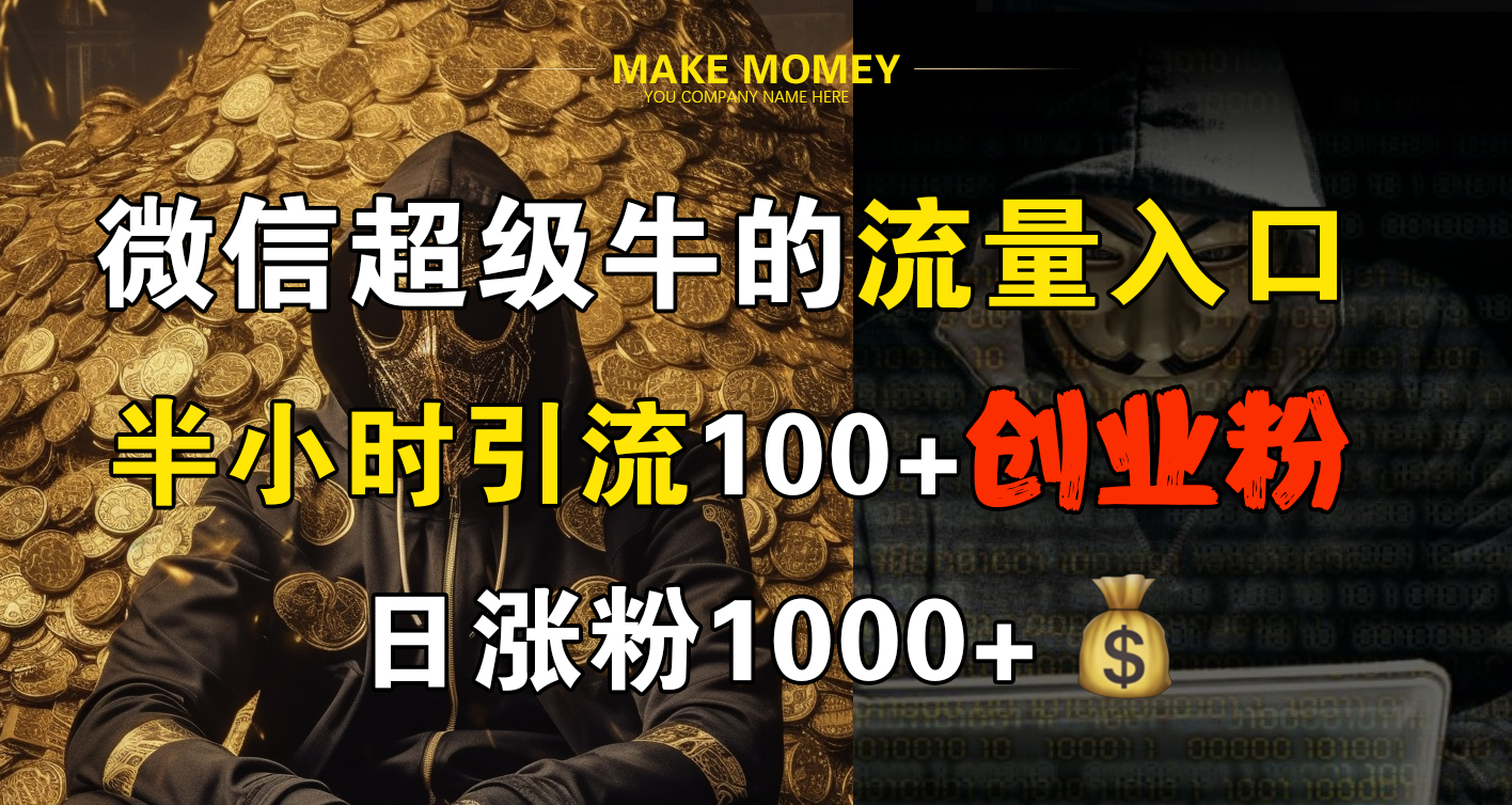 微信超级牛的流量入口，半小时引流100+创业粉，日涨粉1000+-繁星副业