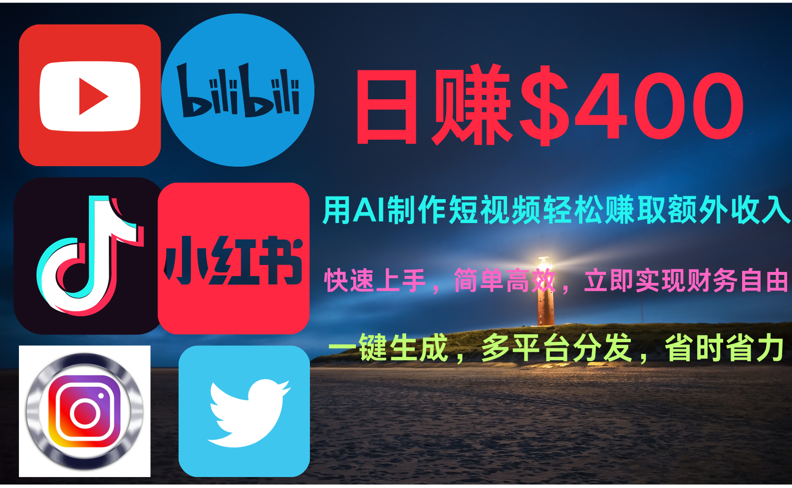 玩转全网视频平台，创造视频就能轻松赚取每天400美金-繁星副业