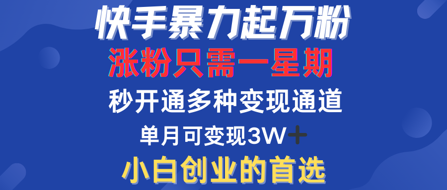 快手暴力起万粉，涨粉只需一星期！多种变现模式-繁星副业