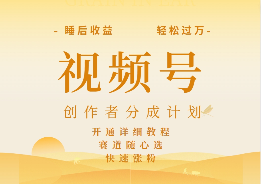 详解视频号创作者分成计划，暴力起号，可同步多平台，实现睡后收入2W+，看懂即可操作！-繁星副业