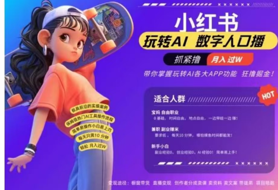 小红书数字人暴力起号，AI改写文案，流量火爆月入破W轻松拿捏，再也不用费劲录口播-繁星副业