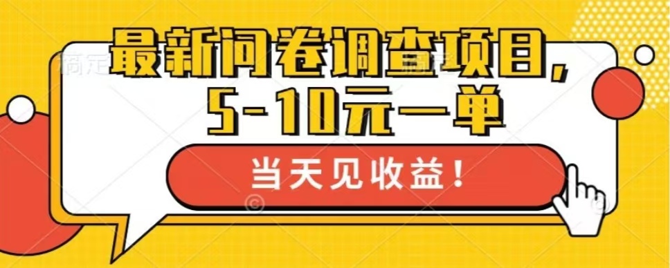 最新问卷调查项目，共12个平台，单日零撸100＋-繁星副业