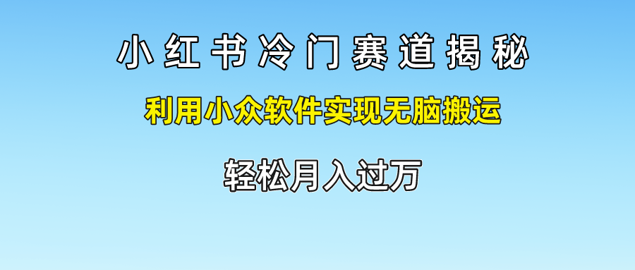 小红书冷门赛道揭秘,轻松月入过万，利用小众软件实现无脑搬运，-繁星副业