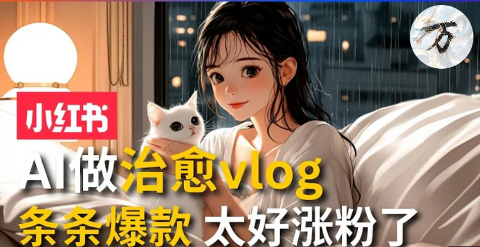 AI治愈系vlog动画视频，小红书7天 涨粉破千，商单报价1500+，0成本制作，日入2000+，有手就会 -繁星副业