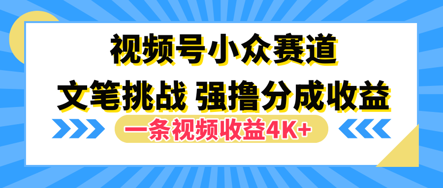 视频号小众赛道，文笔挑战，一条视频收益4K+-繁星副业