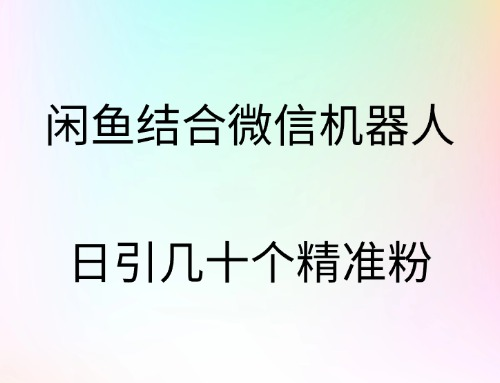 闲鱼结合微信机器人，日引几十个精准粉-繁星副业