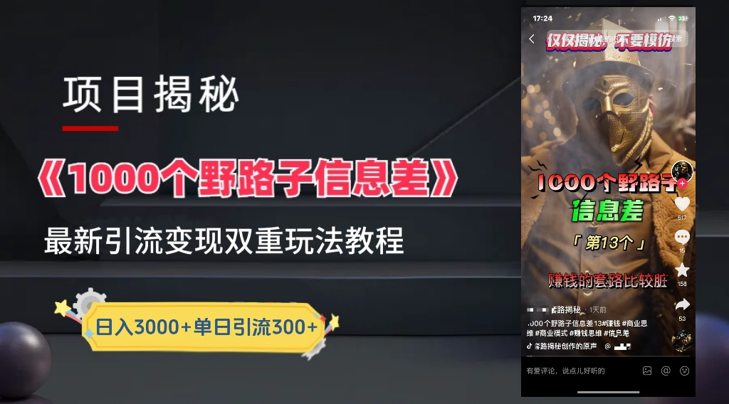 最新一千个野路子信息差玩法教程如何变现＋引流的玩法具体拆解！！！-繁星副业