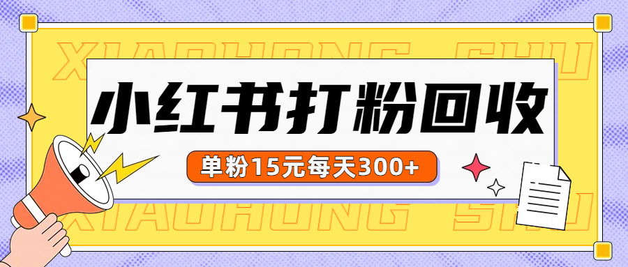 小红书打粉，单粉15元回收每天300+-繁星副业