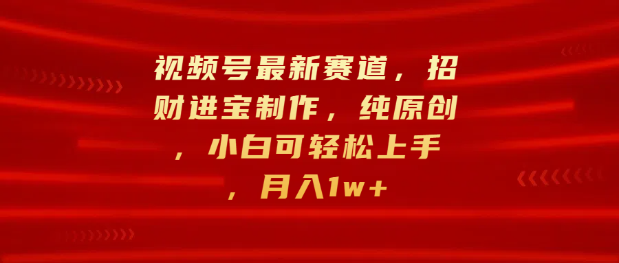 视频号最新赛道，招财进宝制作，纯原创，小白可轻松上手，月入1w+-繁星副业