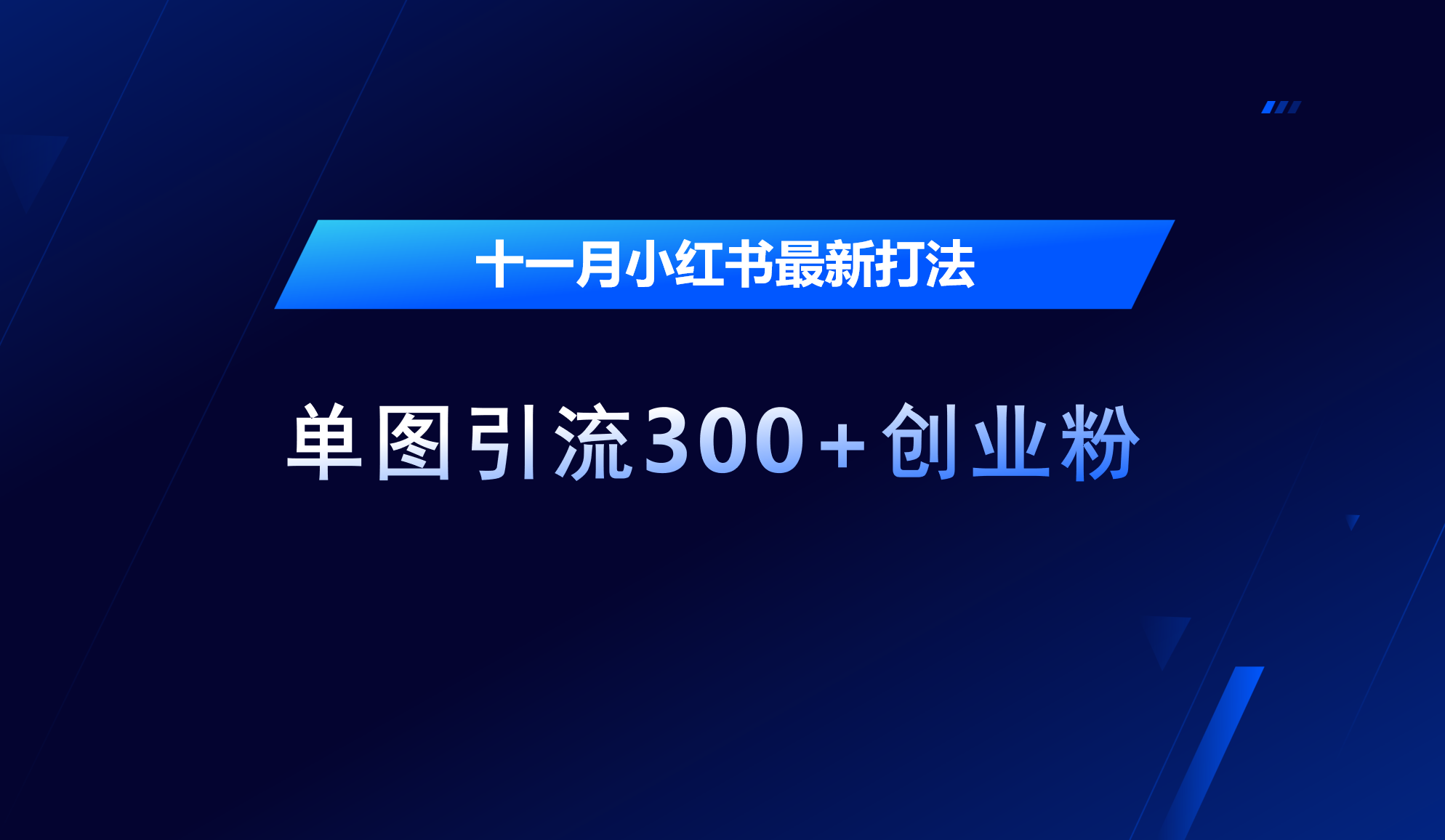 十一月，小红书最新打法，单图引流300+创业粉-繁星副业