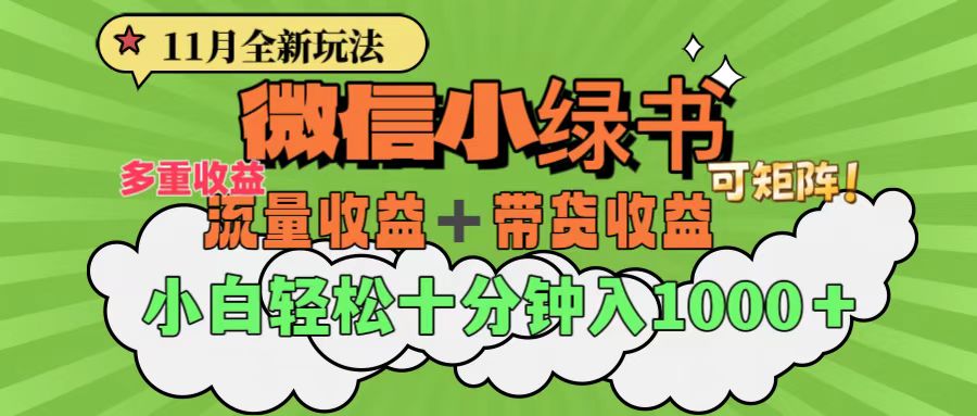 11月小绿书全新玩法，公众号流量主+小绿书带货双重变现，小白十分钟无脑日入1000+-繁星副业