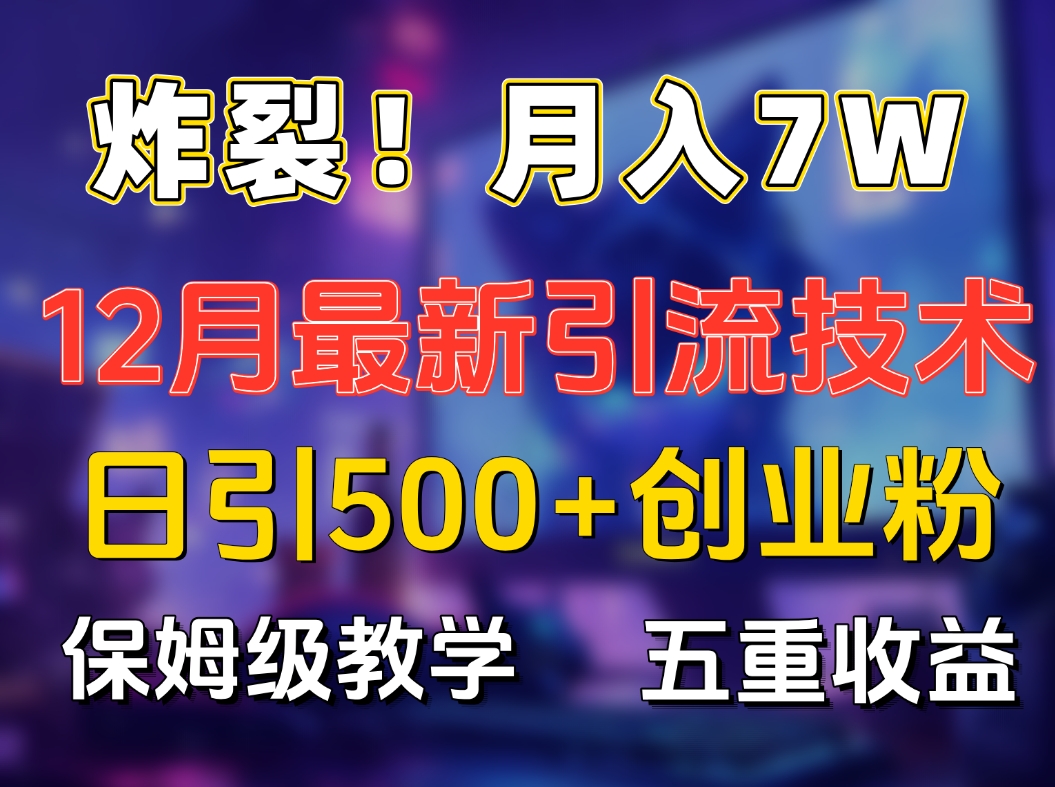 炸裂！月入7W+揭秘12月最新日引流500+精准创业粉，多重收益保姆级教学-繁星副业