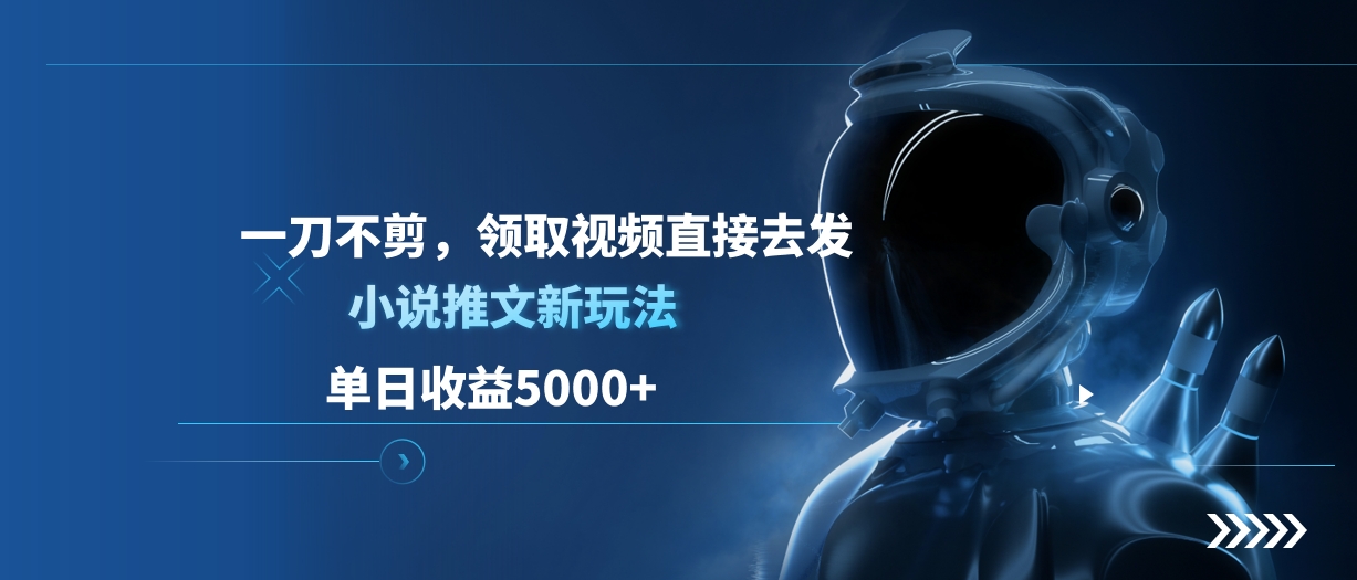 单日收益5000+，小说推文新玩法，一刀不剪，领取视频直接去发-繁星副业