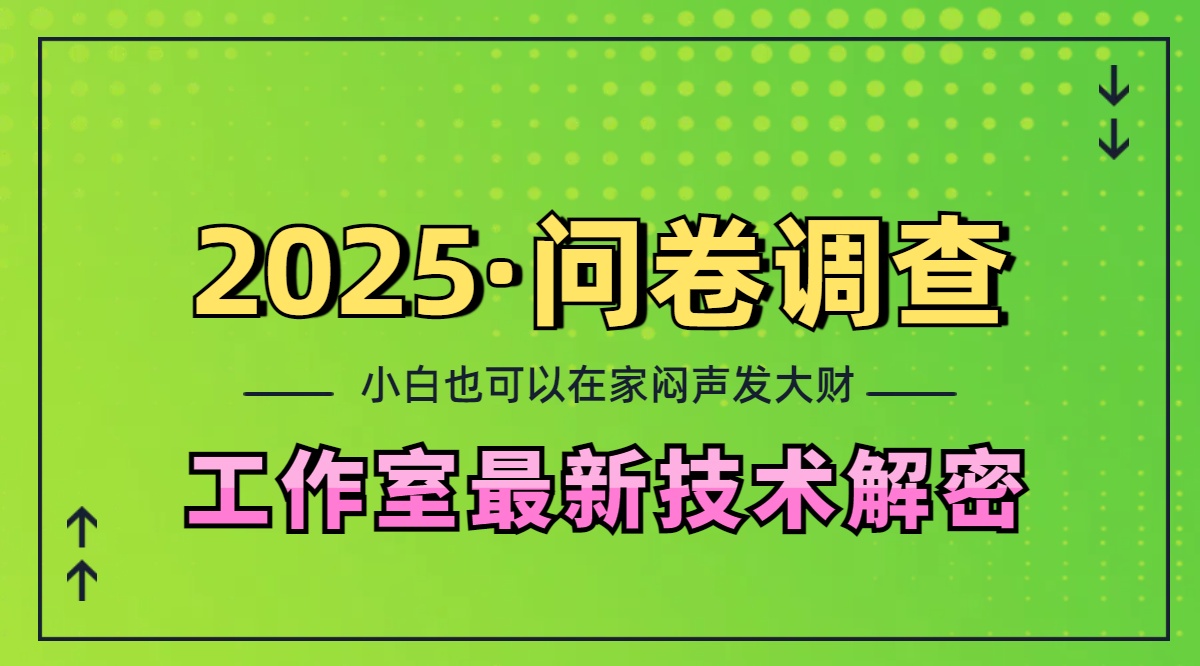 2025《问卷调查》最新工作室技术解密：一个人在家也可以闷声发大财，小白一天200+，可矩阵放大-繁星副业