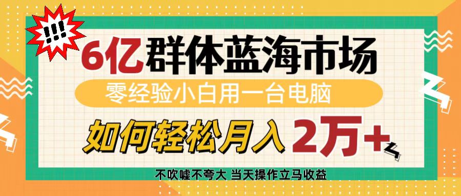 6亿群体蓝海市场，零经验小白用一台电脑，如何轻松月入2万+-繁星副业