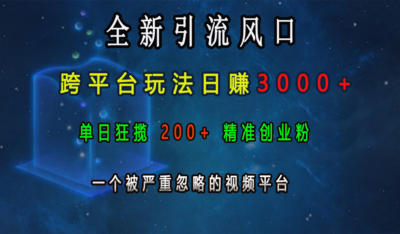 全新引流风口，跨平台玩法日赚3000+，单日狂揽200+精准创业粉，一个被严重忽略的视频平台-繁星副业