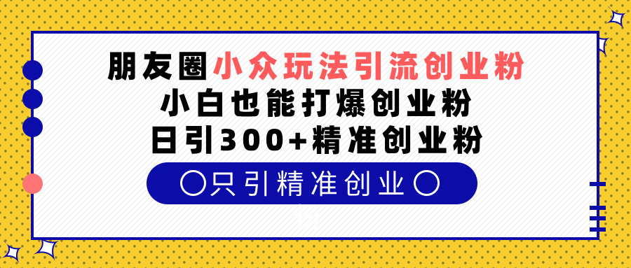 朋友圈小众玩法引流创业粉，小白也能打爆创业粉，日引300+精准创业粉-繁星副业