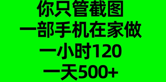 你只管截图，一部手机在家做，一小时120，一天500+-繁星副业