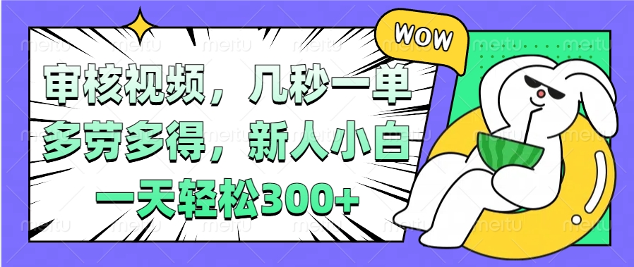 视频审核项目，几秒一单，多劳多得，新人小白一天轻松300+-繁星副业