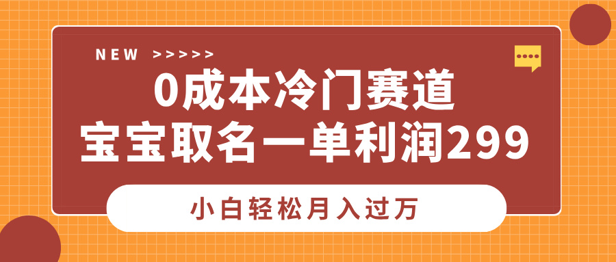 0成本冷门赛道，宝宝取名一单利润299，小白轻松月入过万-繁星副业
