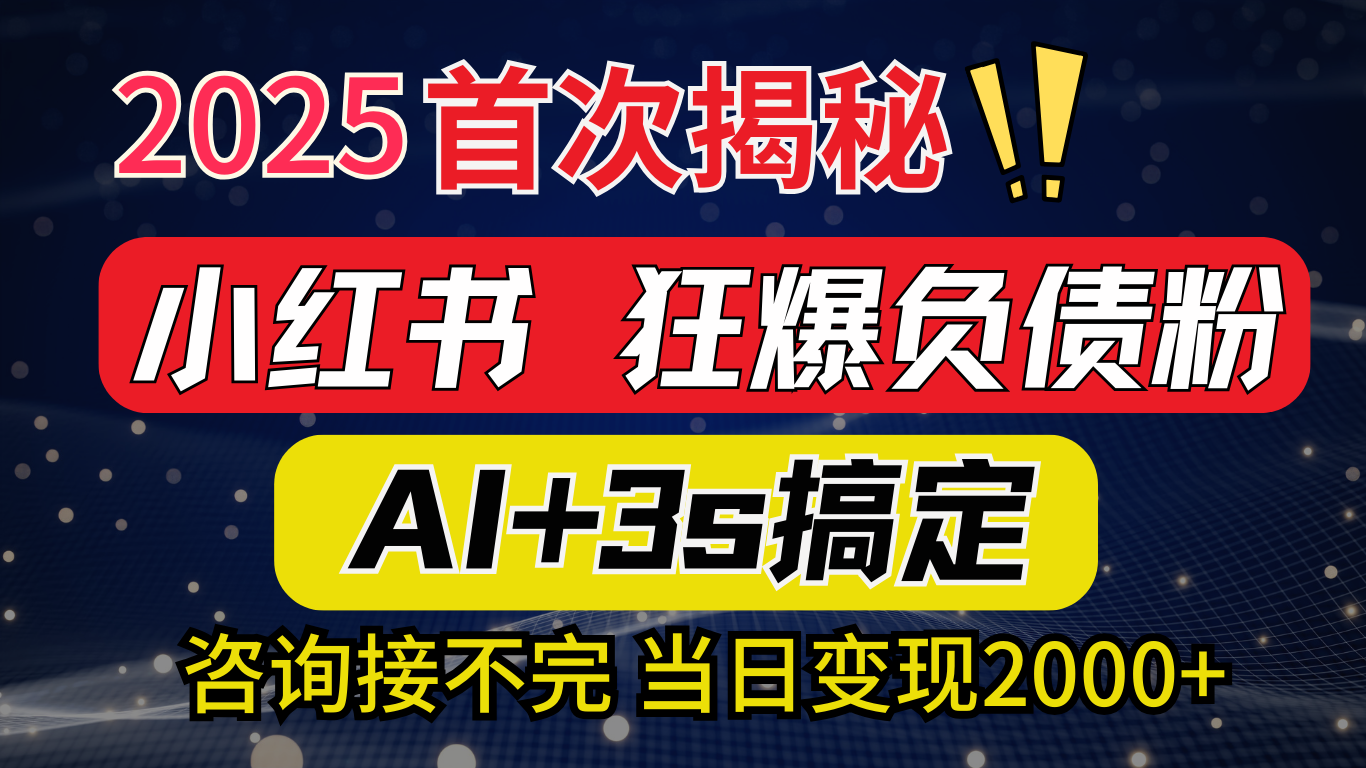 2025引流天花板：最新小红书狂暴负债粉思路，咨询接不断，当日入2000+-繁星副业