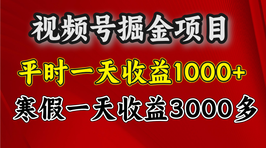 视频号掘金项目，寒假一天收益3000多-繁星副业