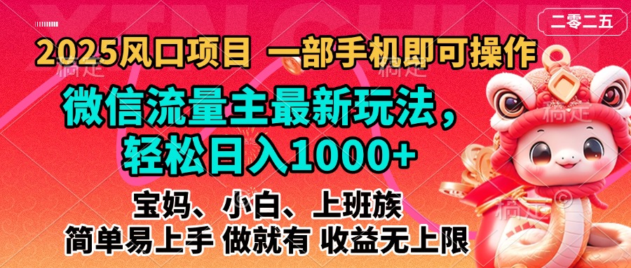 2025蓝海风口项目，微信流量主最新玩法，轻松日入1000+，简单易上手，做就有 收益无上限-繁星副业
