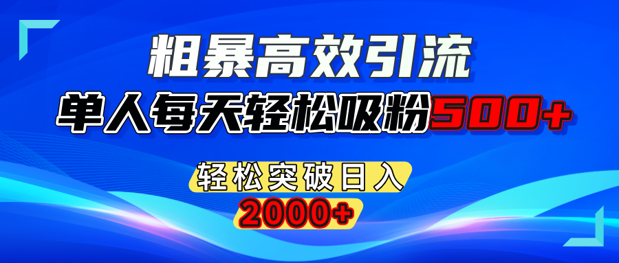 粗暴高效引流,单人每天轻松吸粉500+,轻松突破日入2000+-繁星副业