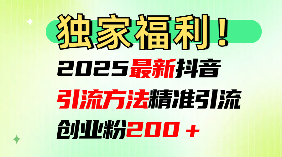 2025最新抖音引流方法每日精准引流创业粉200＋-繁星副业