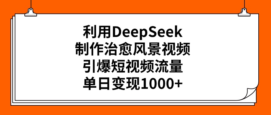 利用DeepSeek制作治愈风景视频，引爆短视频流量，单日变现1000+-繁星副业