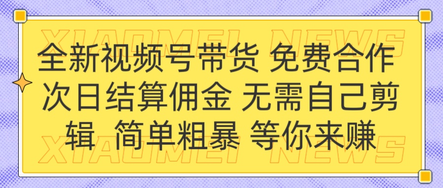 全新视频号 免费合作 佣金次日结算 无需自己剪辑-繁星副业