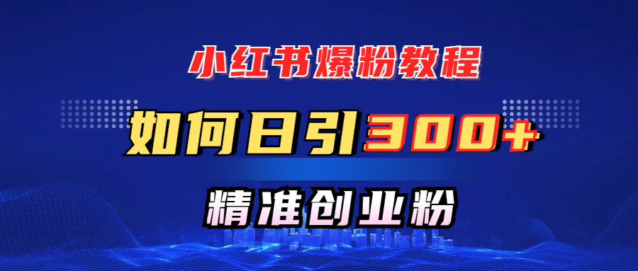小红书爆粉教程，如何日引300+创业粉，快速实现精准变现！-繁星副业