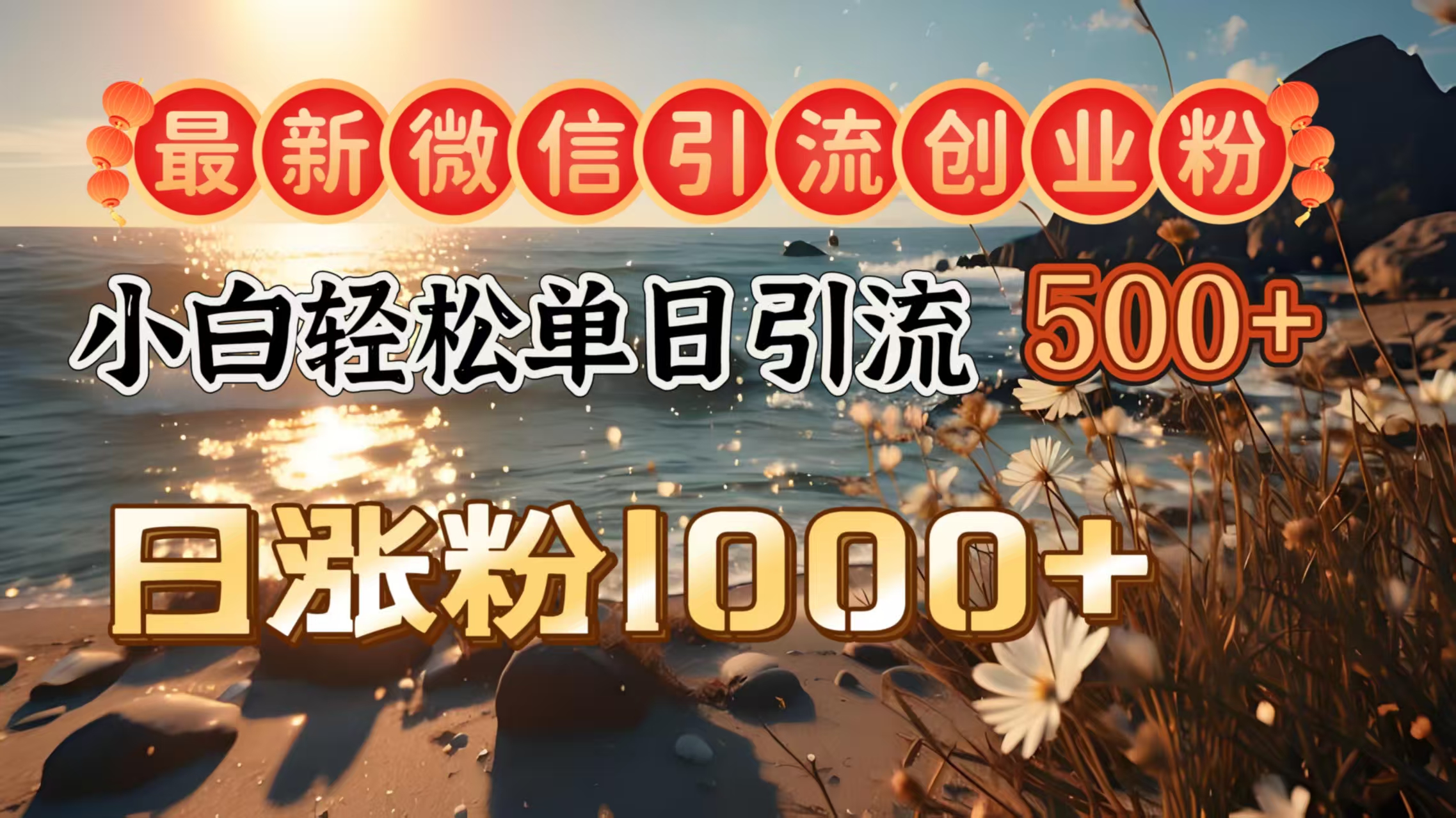 最新微信引流创业粉  ，小白单日轻松引流500＋，日涨粉1000＋-繁星副业