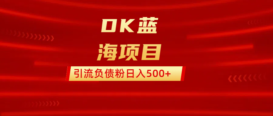 DK蓝海项目  通过，抖音，快手，小红书，引流负债粉日入500+-繁星副业