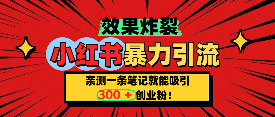 小红书炸裂玩法，亲测一条笔记就能吸引300+精准创业粉！-繁星副业