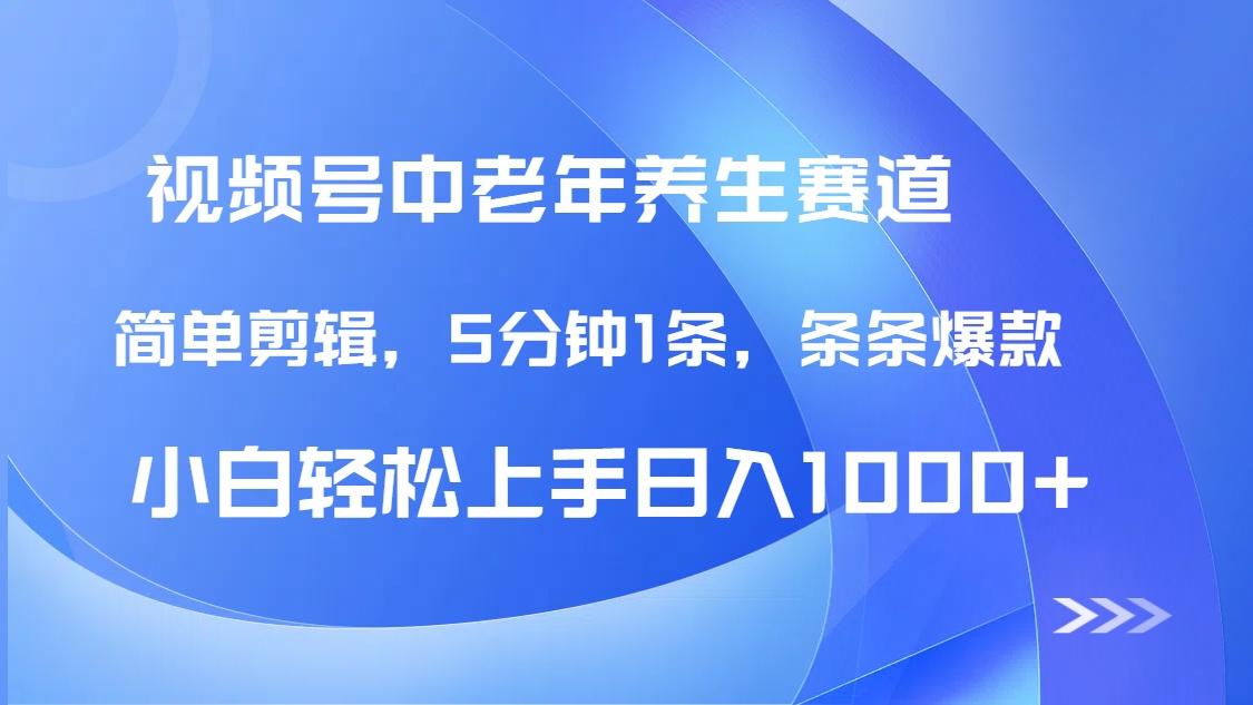 DeepSeek+既梦做视频号中老年养生赛道，条条爆款5分钟1条，轻松日入1000+-繁星副业