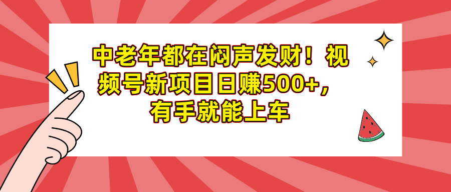 中老年都在闷声发财！视频号新项目日赚500+，有手就能上车-繁星副业