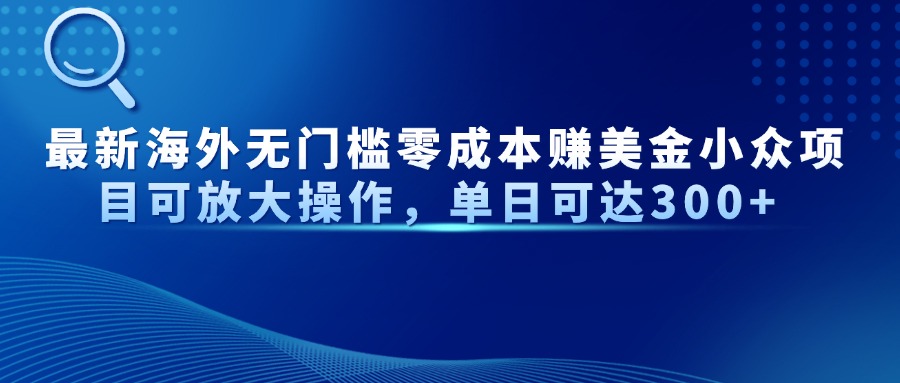 最新海外无门槛美金小众项目可放大操作，单日可达300+-繁星副业