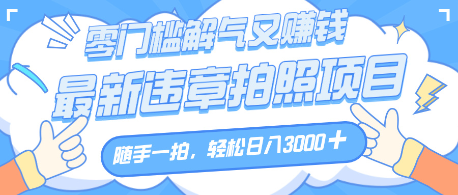 解气又赚钱的项目，随手一拍，轻松收入3000+，最新违章拍照赚钱-繁星副业