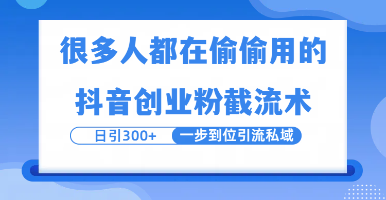 很多人都在偷偷用的抖音创业粉截留术，日引300+，一步到位引流到私域-繁星副业