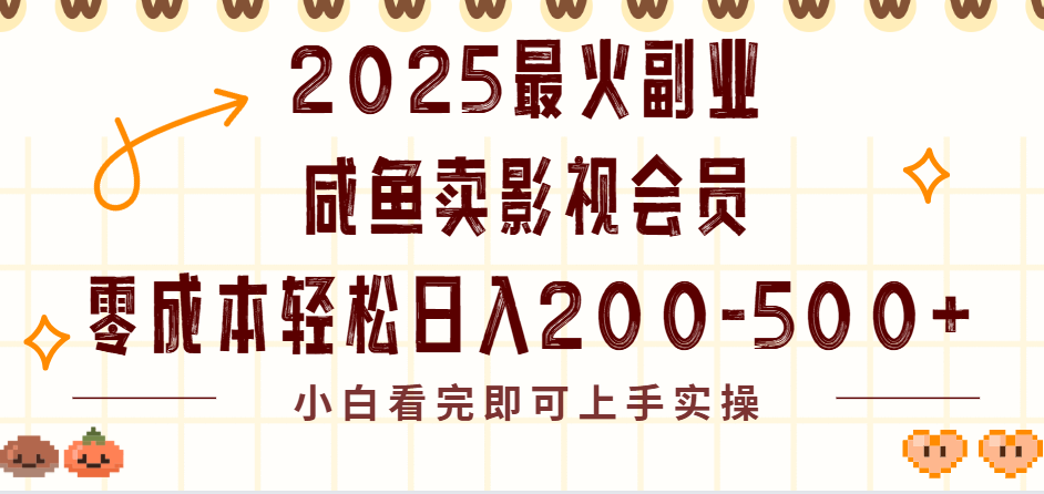 2025最火副业闲鱼卖vip影视会员，零成本日入200-500-繁星副业