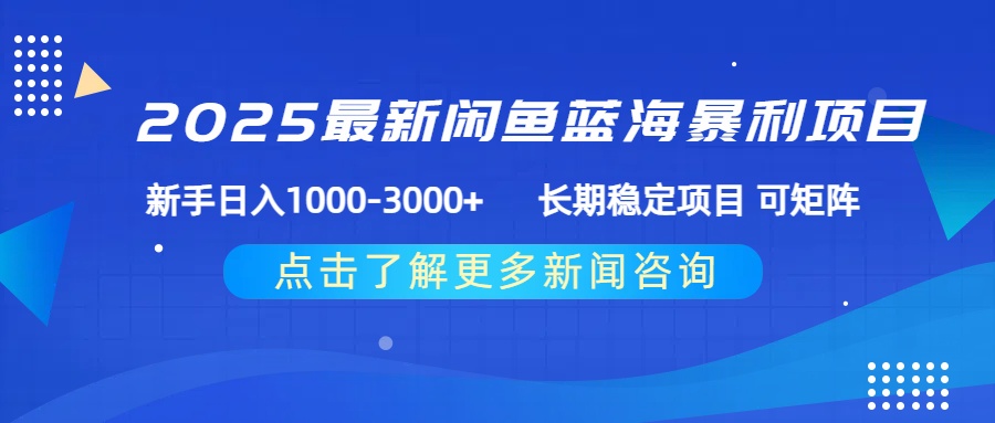 2025最新闲鱼蓝海暴利项目 ，新手日入1000-3000+ 长期稳定项目 可矩阵-繁星副业