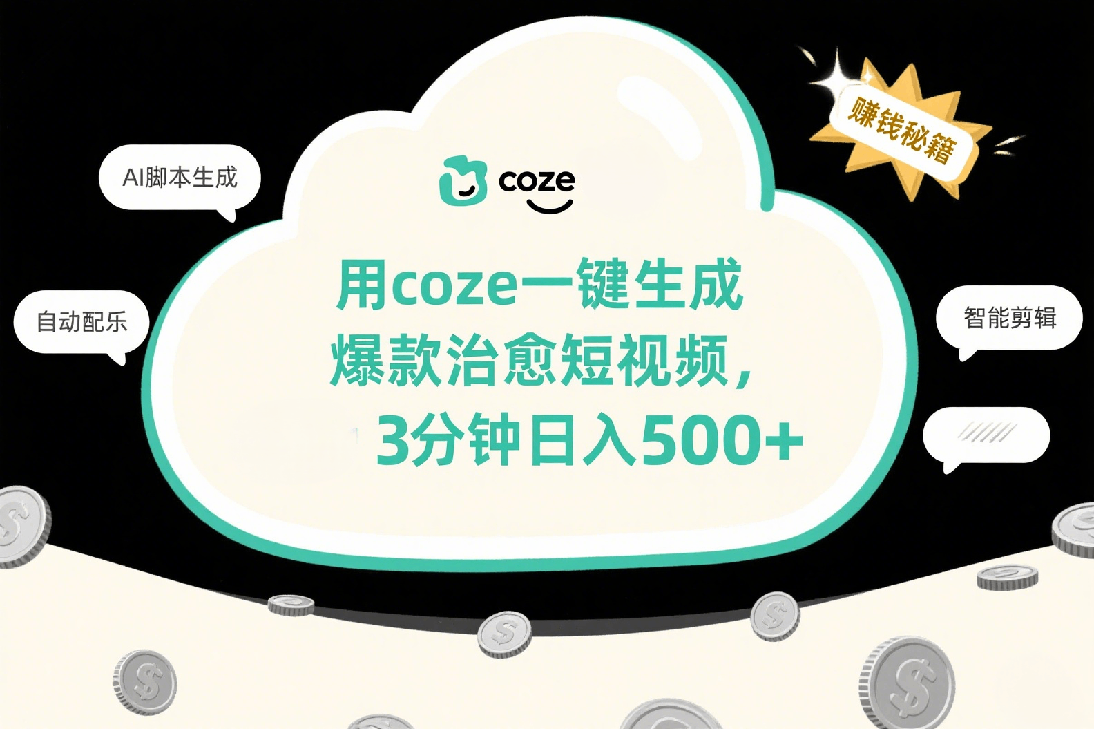 用coze一键生成爆款治愈短视频，3分钟日入500+-繁星副业