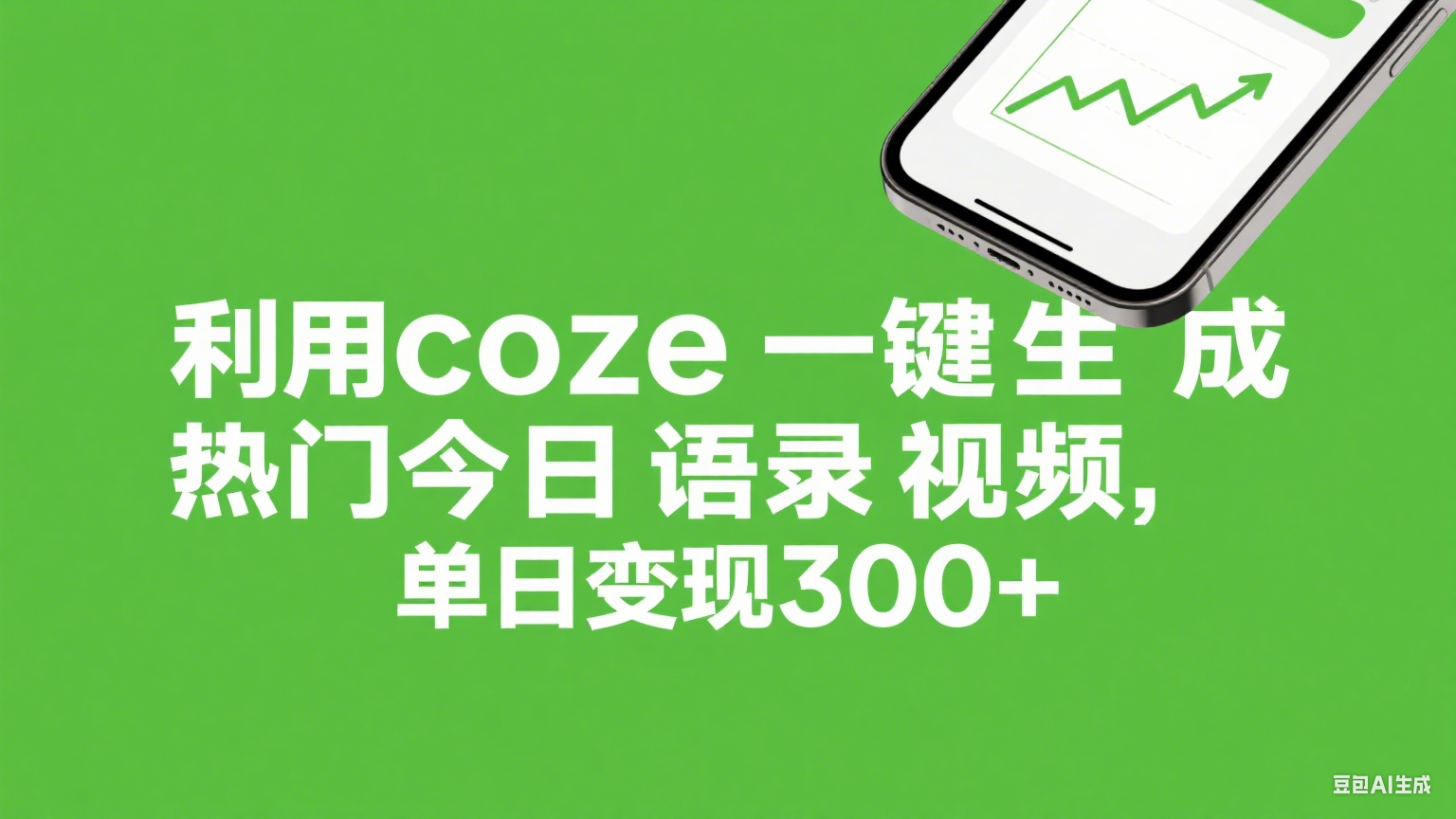 利用coze一键生成热门今日语录视频，单日变现300+-繁星副业