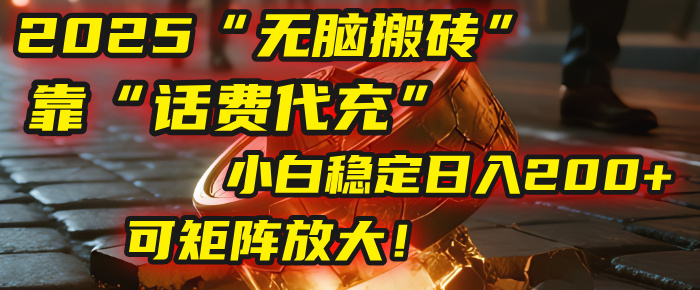无脑搬砖项目：靠“话费代充”，小白稳定日入200+，可矩阵放大！-繁星副业