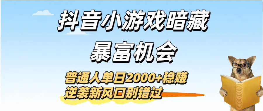 抖音小游戏暗藏暴富机会！普通人单日2000+稳赚，逆袭新风口别错过-繁星副业