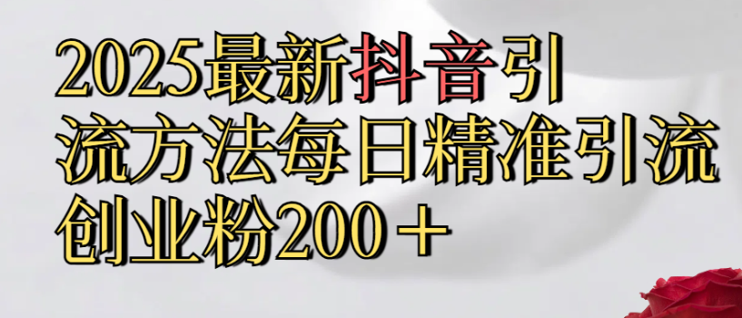 2025最新抖音引流,方法每日精准引流创业粉300＋-繁星副业